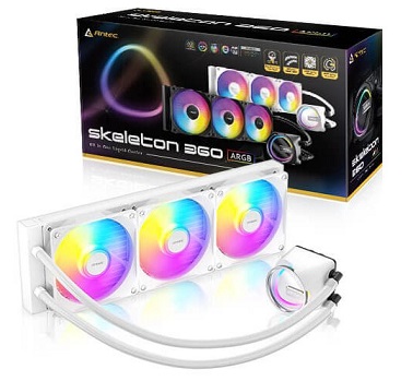 קרור נוזלי למעבד 360 לבן כולל תאורה אנטק Antec Skeleton 360 All-in-One Liquid Cooler White ARGB